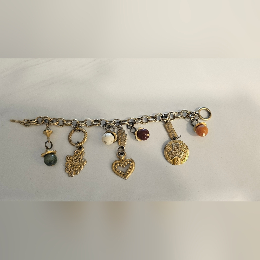 Gold Toned Charm Bracelet with Multicolor Accents - Picture 2 of 3
